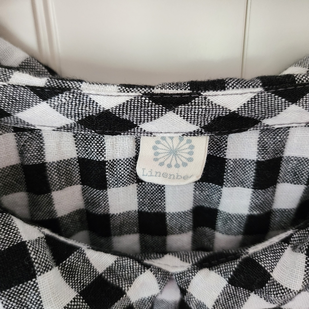 LINENBEE Gingham Linen Top~M - Picture 3 of 8